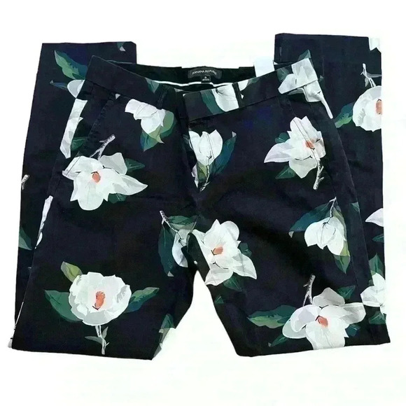 Banana Republic Pants - Banana Republic Black White Floral Ryan Fit Straight Dress Pants Size 6